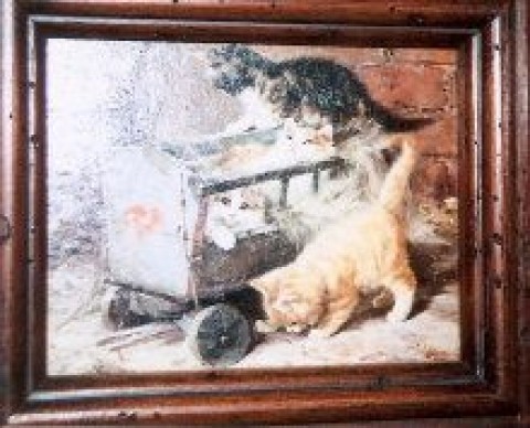 アンテックの子猫の油絵