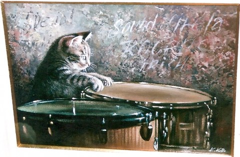 ドラムと猫