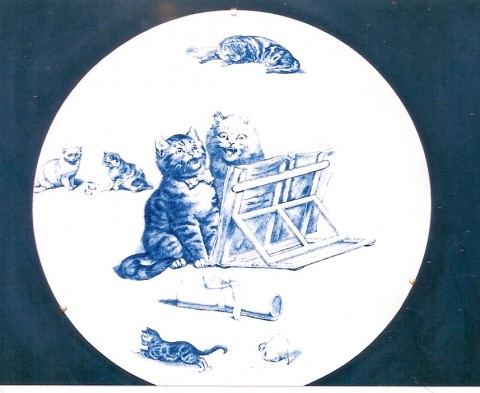 ミトン窯　猫の皿絵