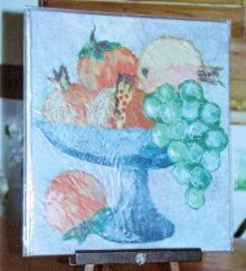 和紙で描く果物